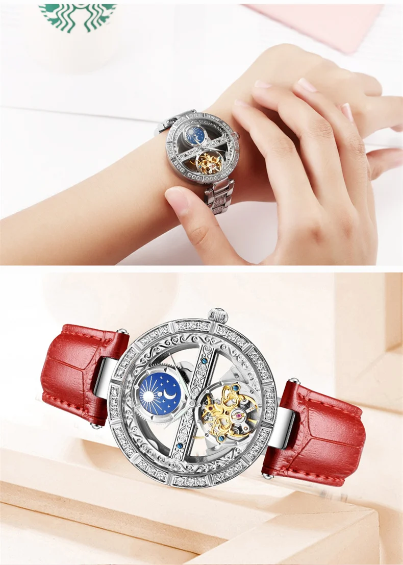 Women Automatic Mechanical Watch Top Brand Luxury Leather Waterproof Watches Ladies Skeleton Tourbillon Clock reloj mujer New S7246230db1fa4099895d53b77003c897B