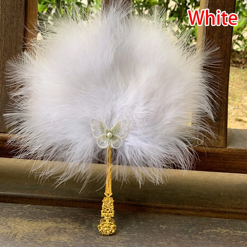 Sweet Feather Folding Fan Lolita Feather Folding Fan Japanese Fairy Girl Court Dance Hand Fan Wedding Party Accessory