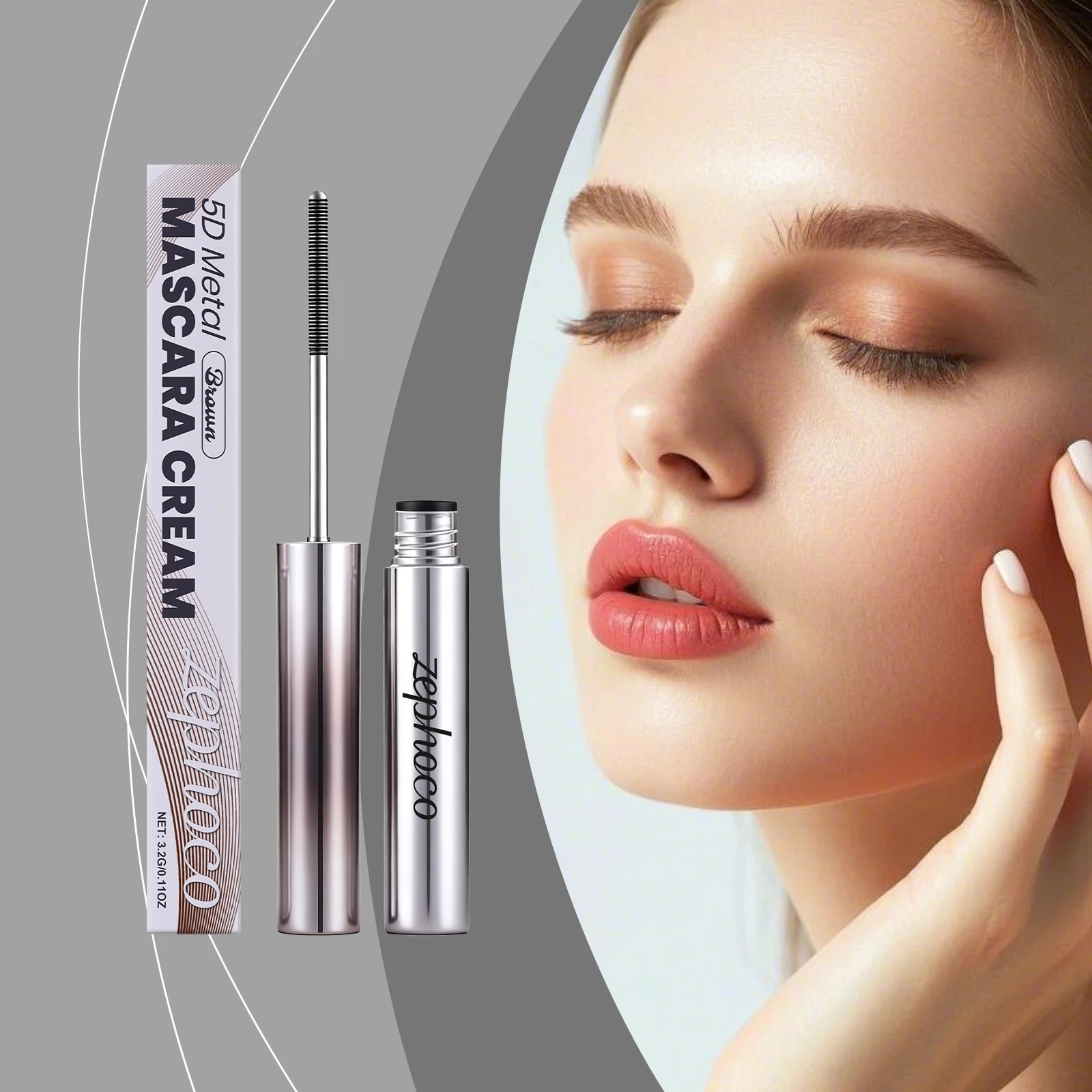 

Long-Lasting Brown Mascara Lightweight Silky Smooth Smudge-Proof Natural Setting Waterproof Eye Makeup Curling Volumizing Tool