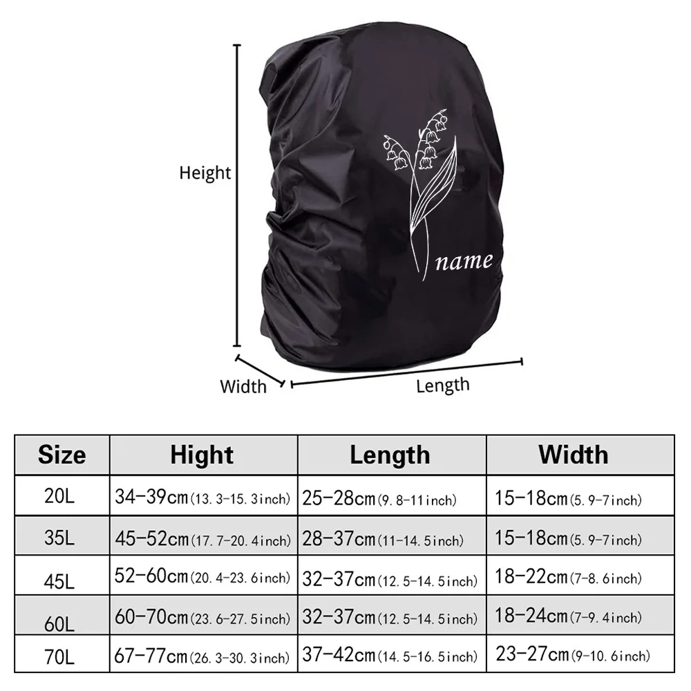 Personalized Customized Name Rain Cover Camping Foldable Protect Case Ultralight Backpack Casing Dust Portable Travel Covers