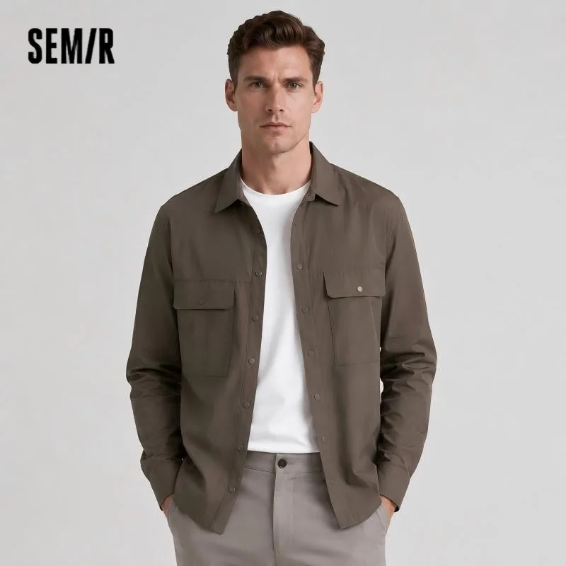 

Semir Рубашка с длинным рукавом Мужская рабочая одежда Стильная текстурированная куртка 2025 Новый весенний топ оверсайз для модных и удобных нарядов