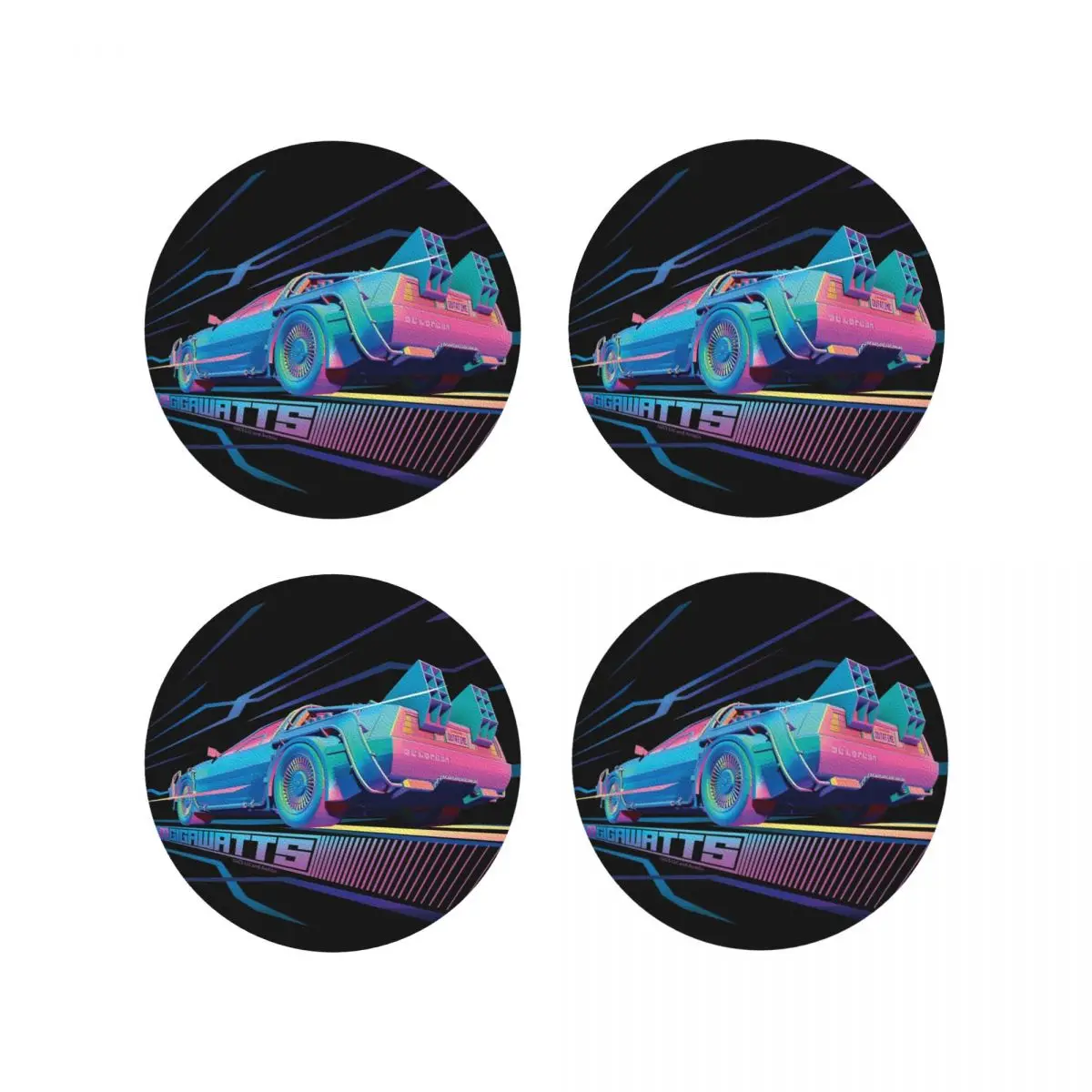 Regreso al futuro - 1,21 Gigawatts Posavasos Manteles individuales de cocina Taza aislante Tapetes de café para decoración Hogar Vajilla Almohadillas Juego de 4