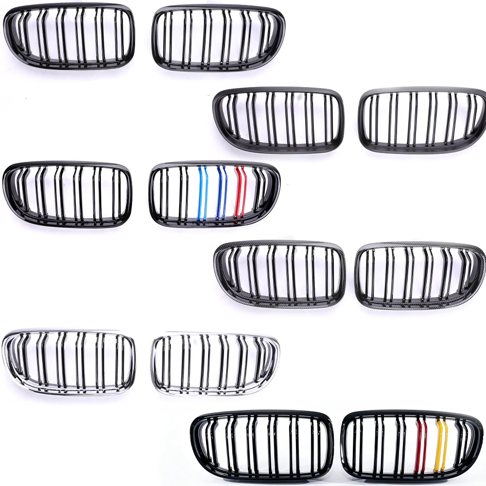 For BMW 3 Series E90 E91 2008-2011 Facelift  Kidney Grill Double Slat Gloss Matte Chrome Carbon M Color Diamond Black CarGrille