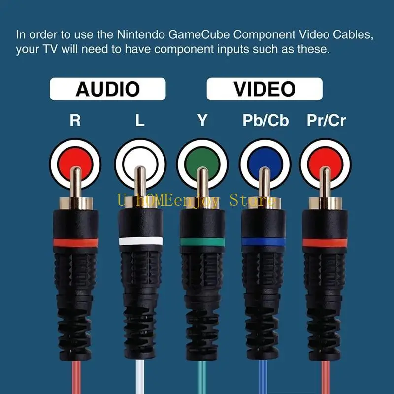 B0KF 1.8m Full Component Cable for NGC GameCube Game Consoles Display the Cleanest for Image Possible for NGC Component