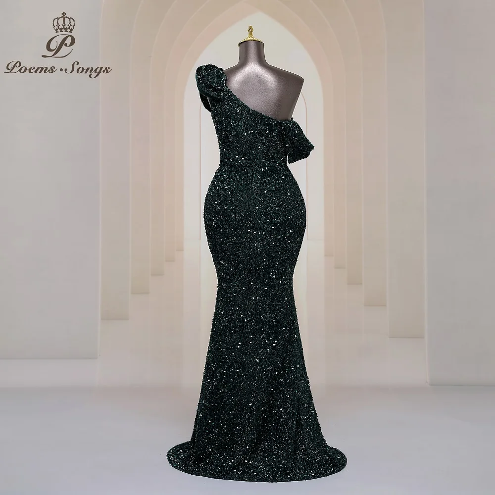 Seksowna sukienka wieczorowa na jedno ramię w cukierkowych kolorach Mermaid Sequins Women Party Dresses Gown Maxi dress robe de soirée sukienka dla