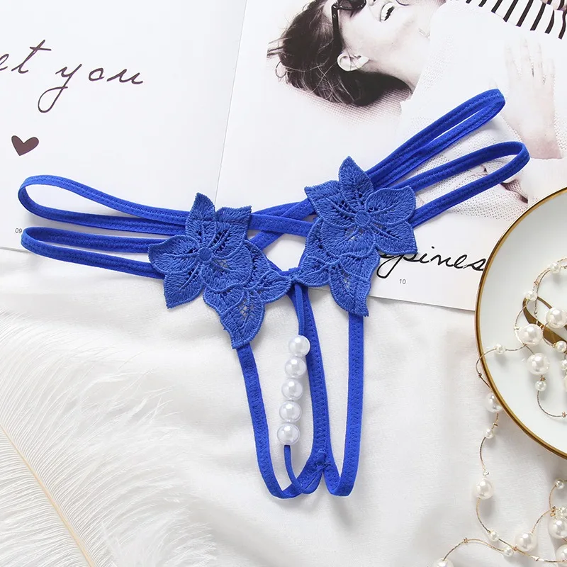 بلون مطرزة الملابس الداخلية النسائية Crotchless المثيرة g-سلسلة مثير ثونغ العشير اكسسوارات الاباحية سراويل زوجين متعة #4