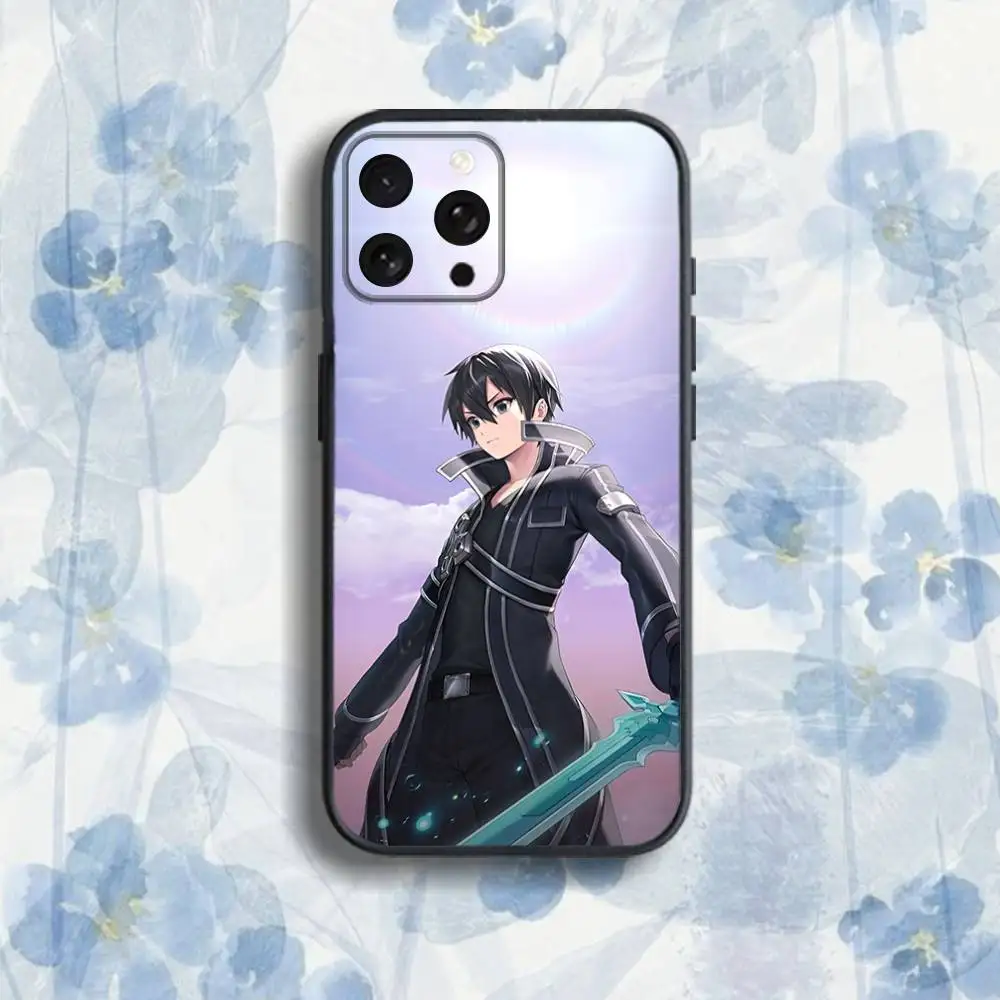 حافظة هاتف Sword Art O-Online SAO Kirigaya لهاتف iPhone 17,16,15,14,13,12,Pro,Max,Plus,E,SE4,Air,Mini Black Soft Box