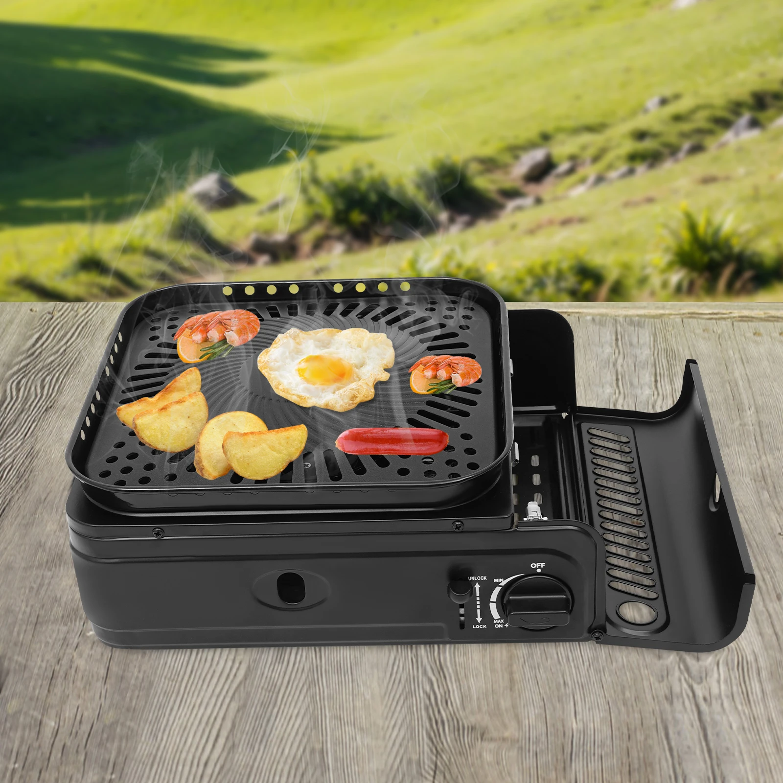 

2.3KW Portable Camping Barbecue Gas Stove with Portable Luggage Suitable for Outdoor Camping Picnicking and Barbecuing