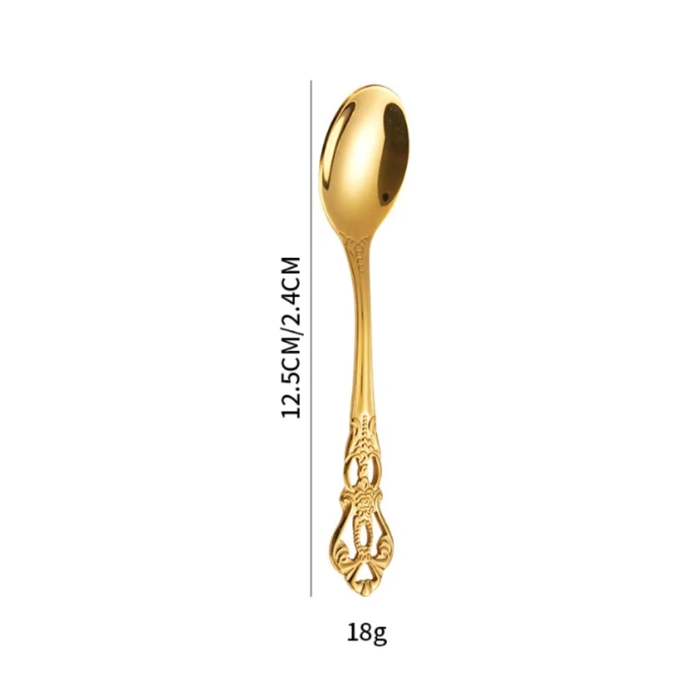 24-Piece Stainless Steel Flatware Set in Vintage Gold Finish for 6 with Baroque Styling for Home Restaurant Use