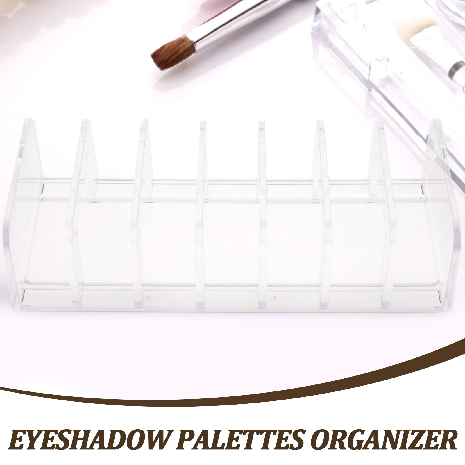 

7 Slots Transparent Eyeshadow Organizer Box Makeup Palettes Storage Holder Countertop Vanity Case Desktop Divider