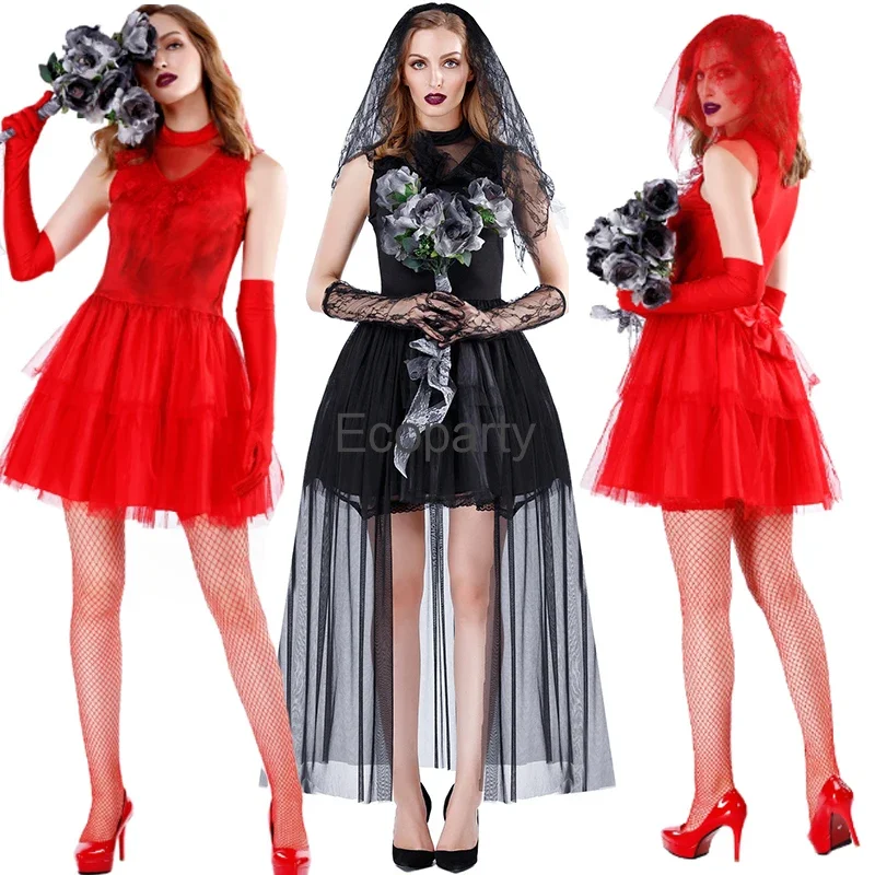 Nuovo Costume da sposa fantasma di Halloween per le donne orribile strega Zombie Cosplay Dress Up Ladies Carnival Masquerade Party Outfits