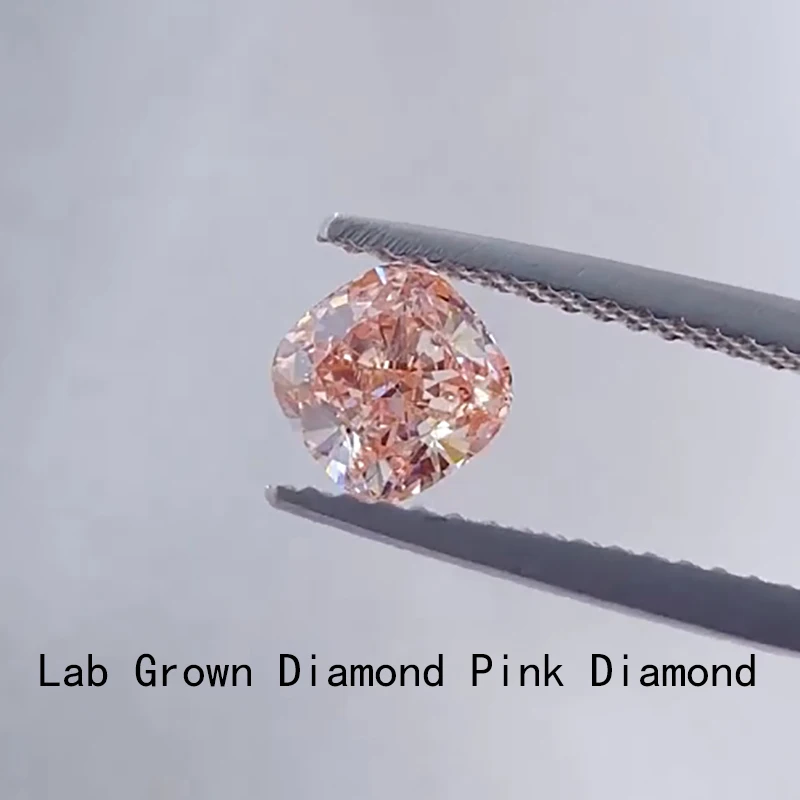 

IGI Certified Fancy Light Pink Color Lab Grown CVD Diamond Cushion Cut loose Diamond