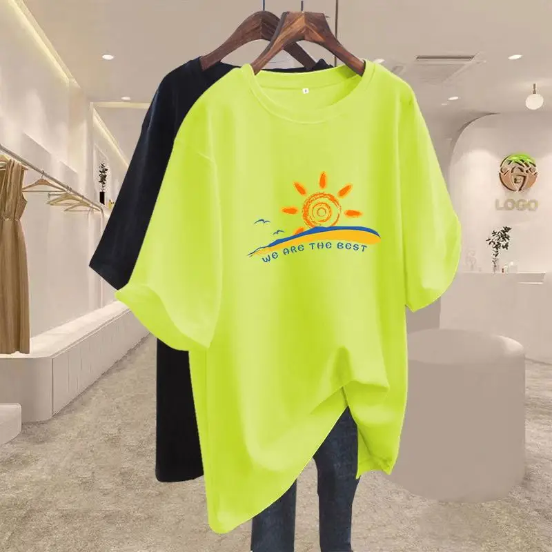 Summer Fashion Hand-Painted Natural Scenery Printing T-shirt Women Casual Loose Pure Cotton Short Sleeve Top Tee Basic Pullovers