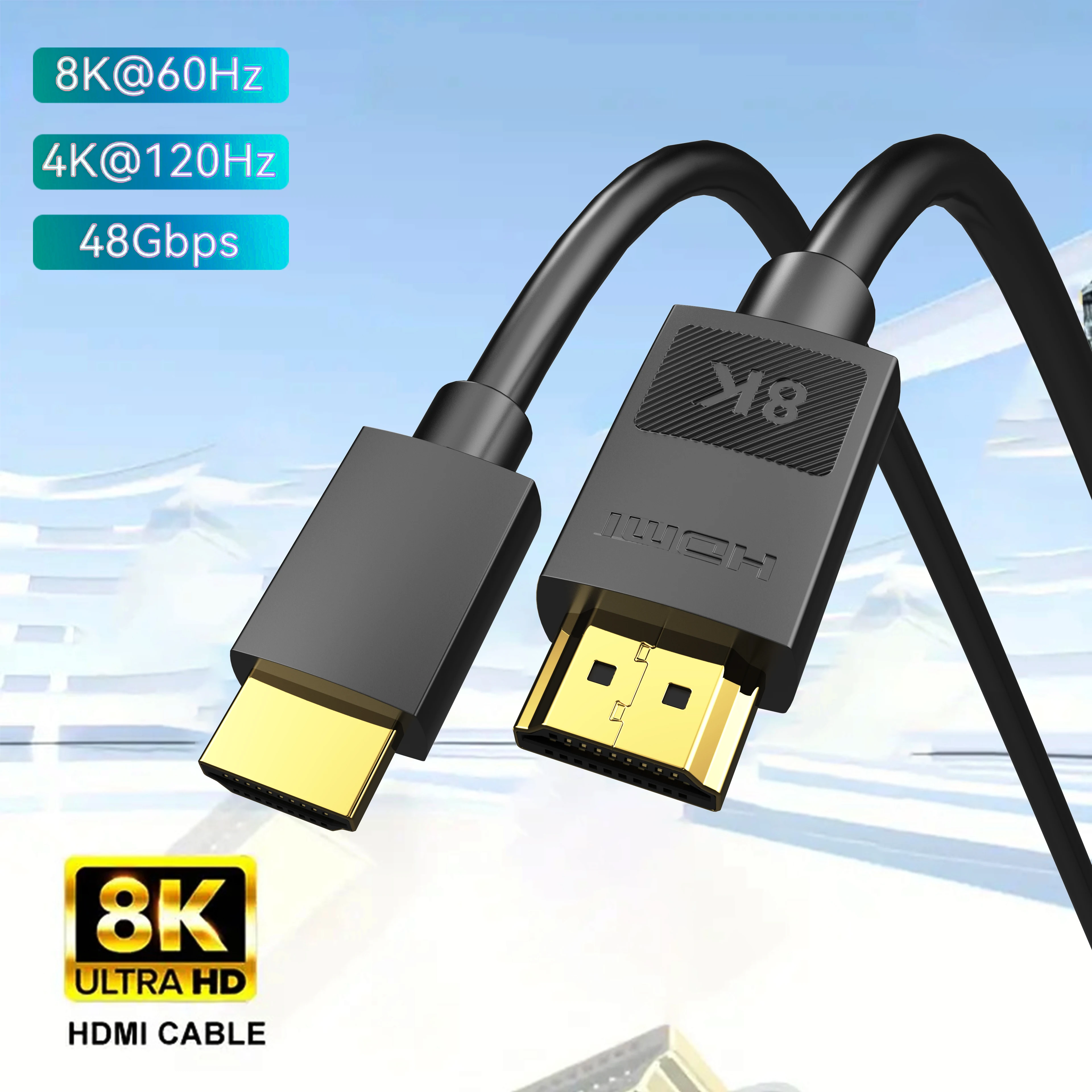 MIZIQIER Cavi lunghi HDMI 2.1 8K 48Gbps intrecciati ad alta velocità Cord-4K@120Hz 8K@60Hz Compatibile con Roku TV/PS5/PS4/RTX 3080 3090