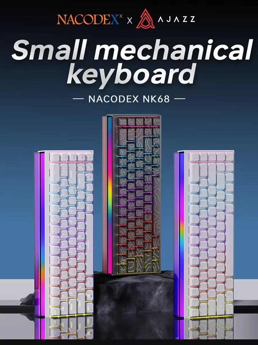Ajazz NK68 mechanische kabelgebundene Gaming-Tastatur mit vollständig hot-swappable Tasten, 68 Tasten, RGB-Beleuchtung, geeignet für Büro und Gaming.