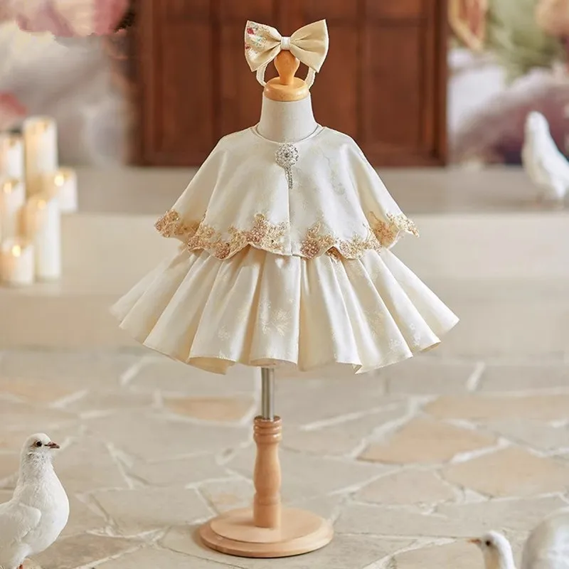 

New Children's Princess Evening Gown Wedding Birthday Baptism Party Dresses For Girls A4457 Vestidos Bridesmaid Dresses