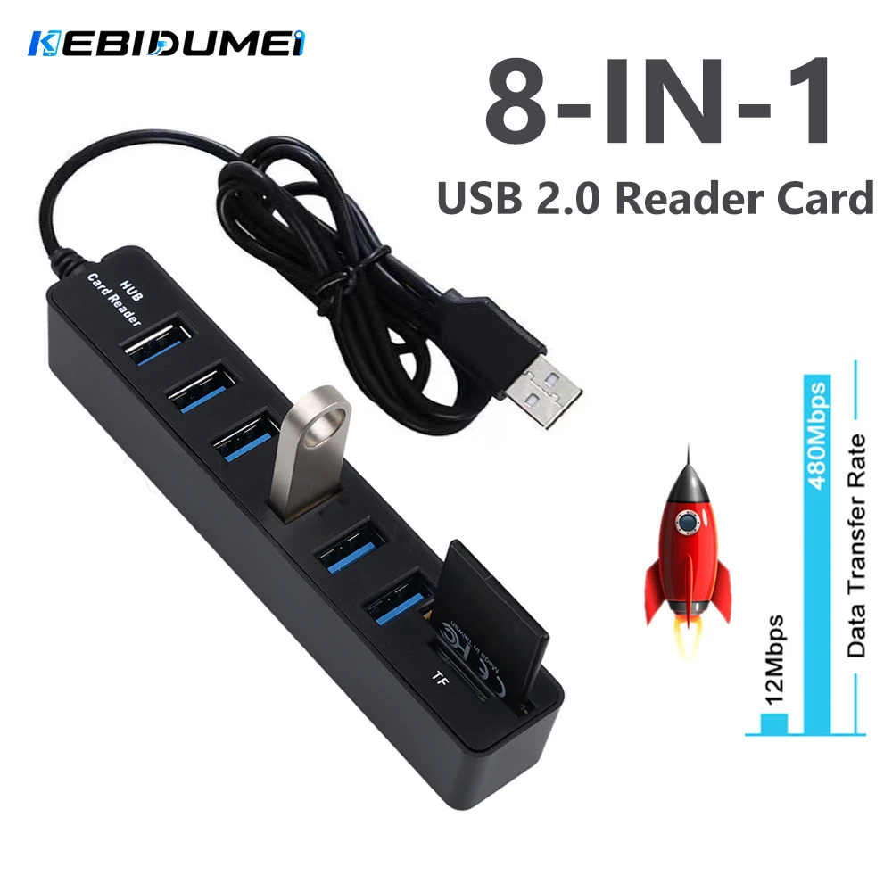 usb-концентратор-kebidumei-20-с-картридером-высокоскоростной-usb-разветвитель-многопортовый-удлинитель-адаптер-для-чтения-карт-tf-sd-компьютерные-аксессуары