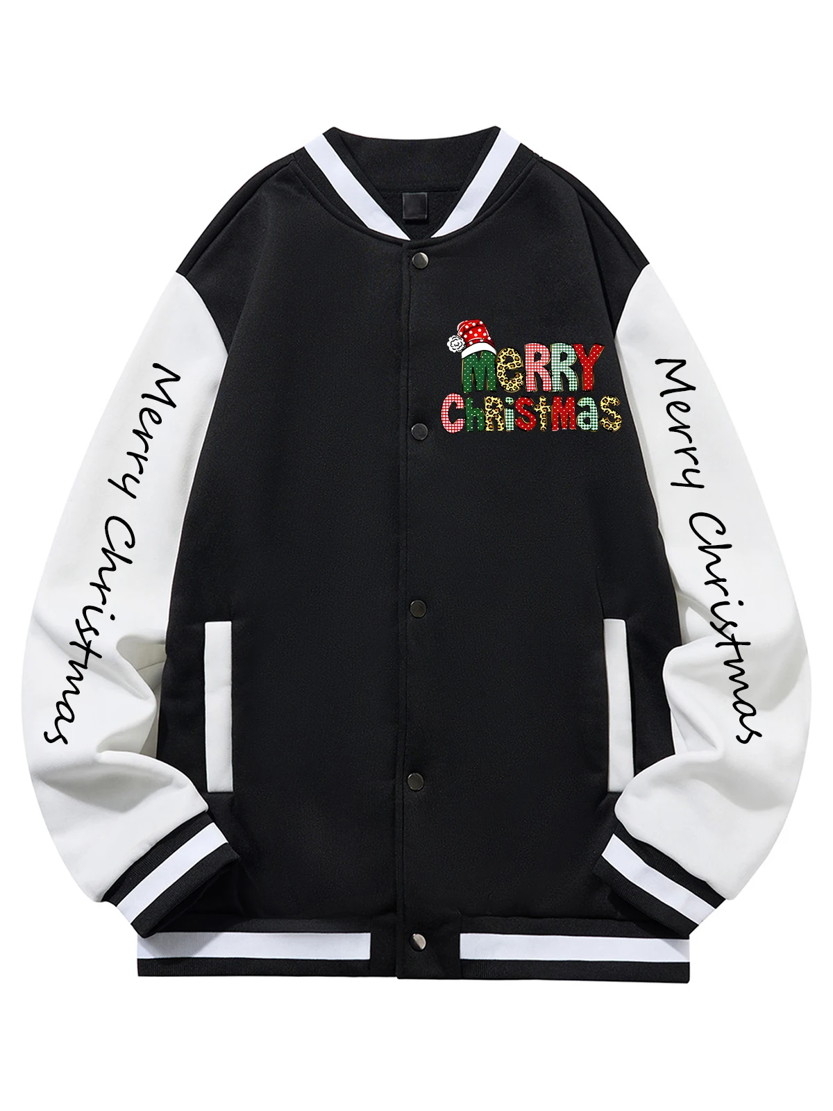 

Черная, синяя, зеленая, двусторонняя бейсбольная куртка унисекс с рождественским принтом XS-XXL, уличное пальто, теплая флисовая мягкая куртка