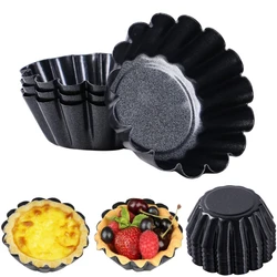 4/6/12Pcs Non-stick Tart Molds Reusable Mini Quiche Pan Egg Tart Cup Cupcake Pastry Cake Pudding Mould Carbon Steel Baking Tools