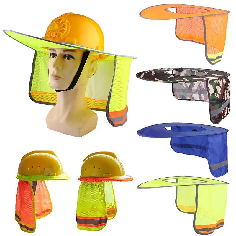 Summer Use Safety Hard Hat with Reflective Sun Shield Helmet and Neck Cover for Outdoor Construction Work