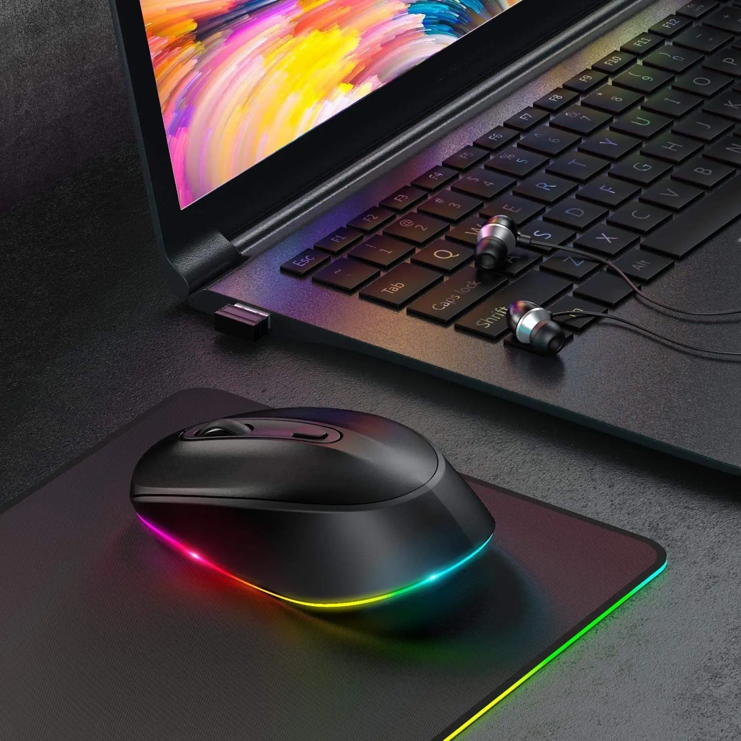 Kabellose Maus wiederauf ladbare Maus für Laptop kleine schnur lose Mäuse mit leisem Klick RGB-Lichter für Kinder Windows Mac Farbverlauf Farbe