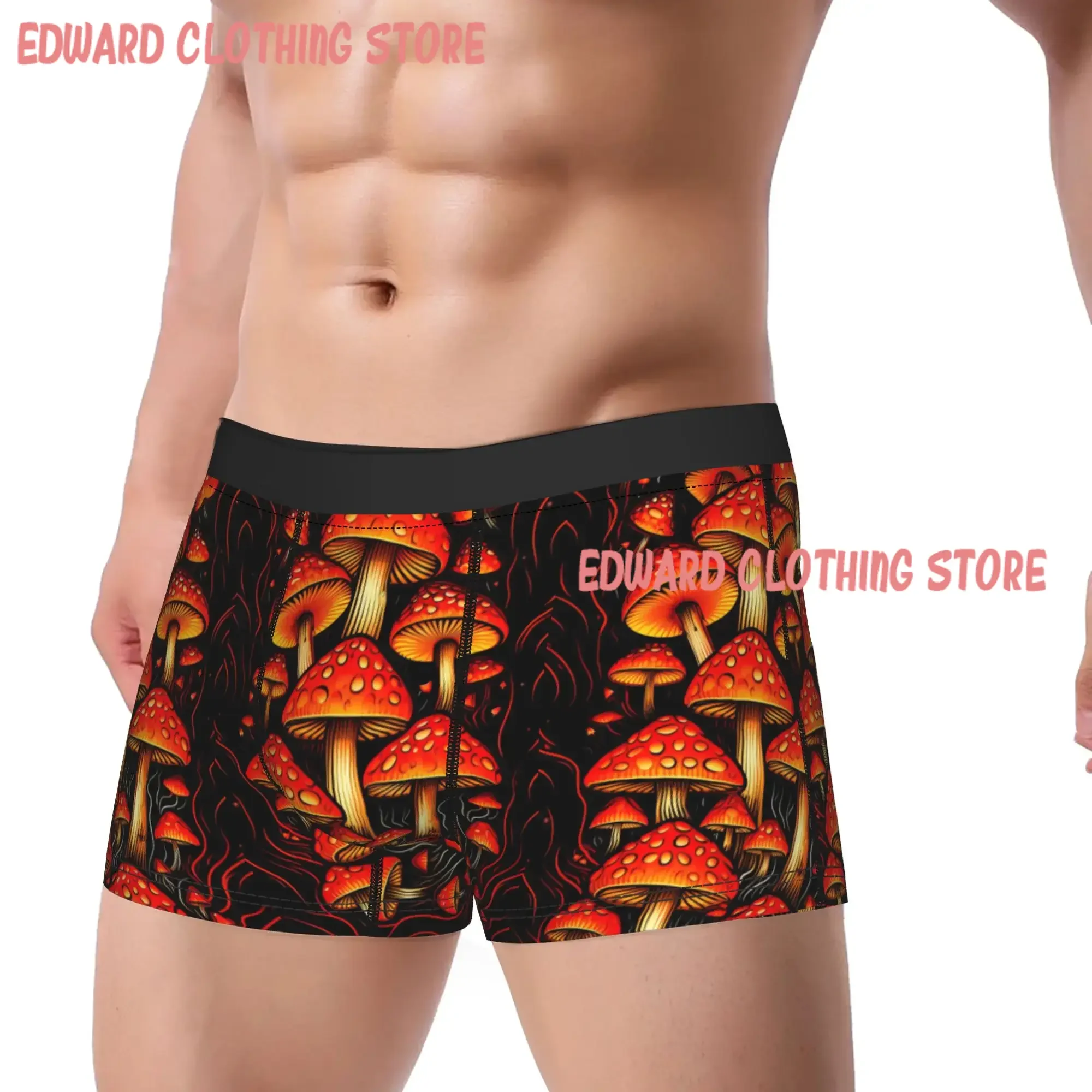 Red Magic Mushroom Underwear  Custom Trunk High Quality Men Panties Soft Trend Boxer Brief Gift Idea
