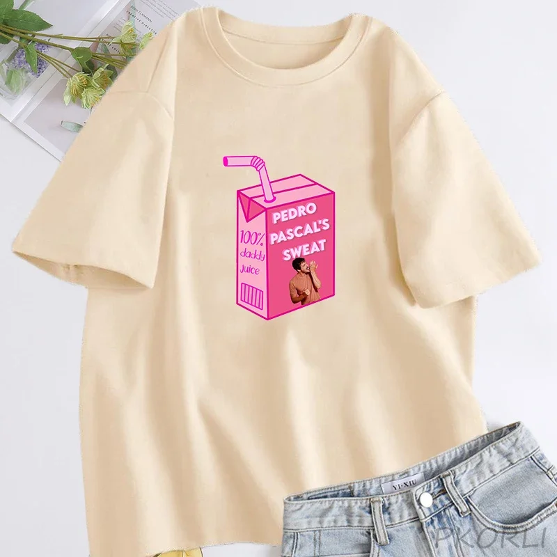 Pedro Pascal Milk  T Shirt Fuuny Graphic T Shirts Summer Women\'s Cotton T-shirt Harajuku Singer Tee Woman Streetwear Oversized