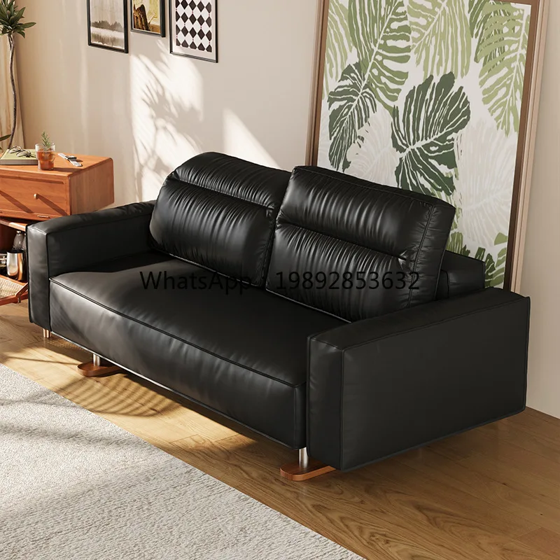 HYS simple light luxury sofa chair retro medieval black straight row tofu blocks double small apartment living room sofa