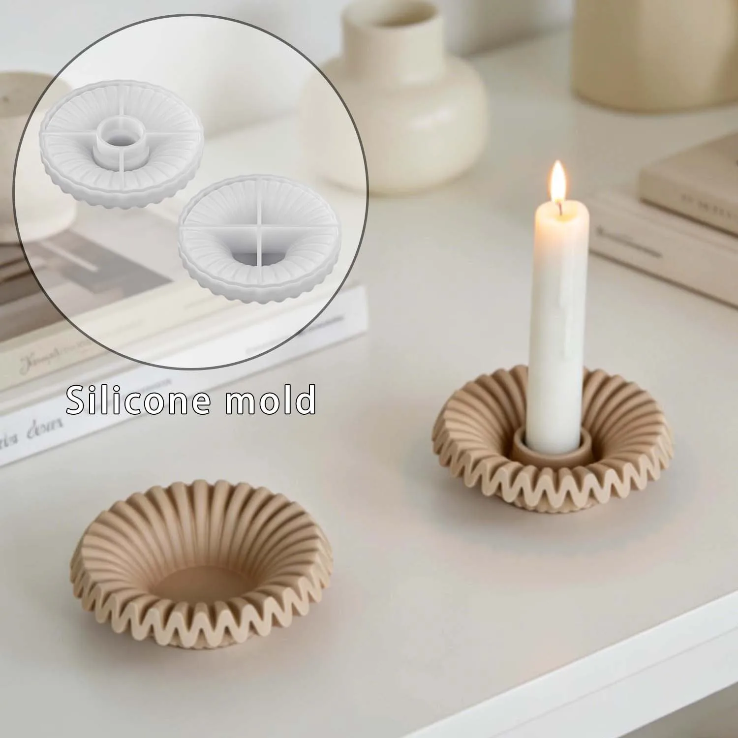 

Mould DIY Resin Wave-Patterned Scented Candle Candle Holder Mold Wave-Patterned Jewelry Storage Tray Decorative Silicone Molds