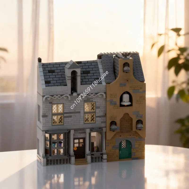 

1563 деталей MOC «Диагональная улица» (Гарри Поттер), «Колокольня Нелл С. Беллс», магическая модель, конструктор, архитектурный набор, рождественский подарок, развивающая игрушка для детей