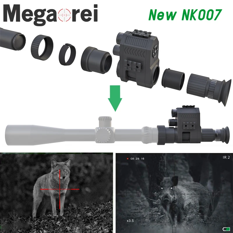 

2023 Megaorei 1080P Night Vision Scope with Laser IR Zoom 4X Monocular Rifle Scope For Hunting and Camping