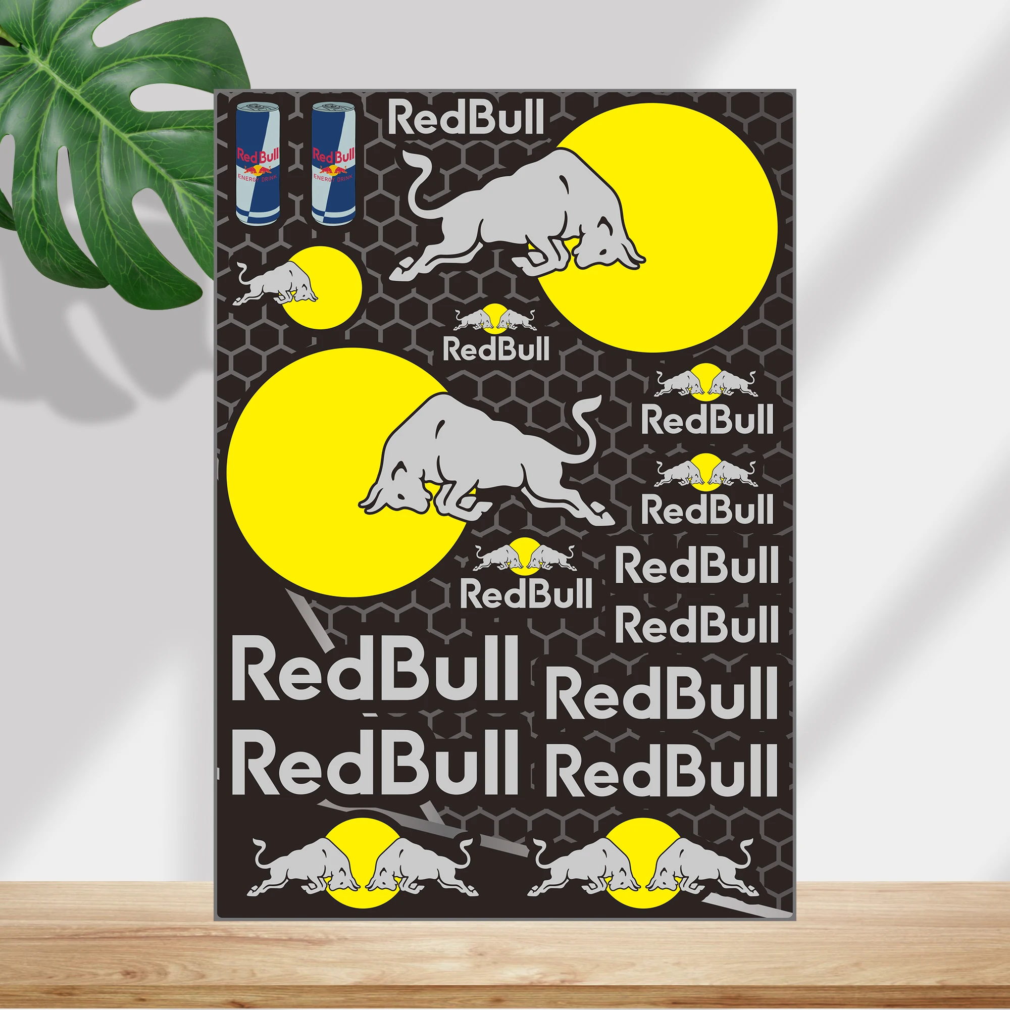 

Серебряный красный бык с логотипом мотоцикла, наклейки на шлем