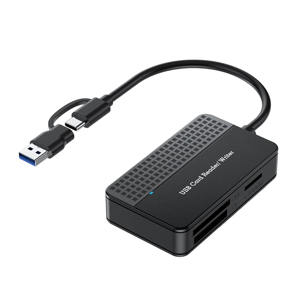 Leitor de cartão USB USB 3.0 tipo C 4 em 1 Adaptador de cartão flash 5 Gbps Gravador de cartão de memória Cabo de 20 cm SD TF CF MS