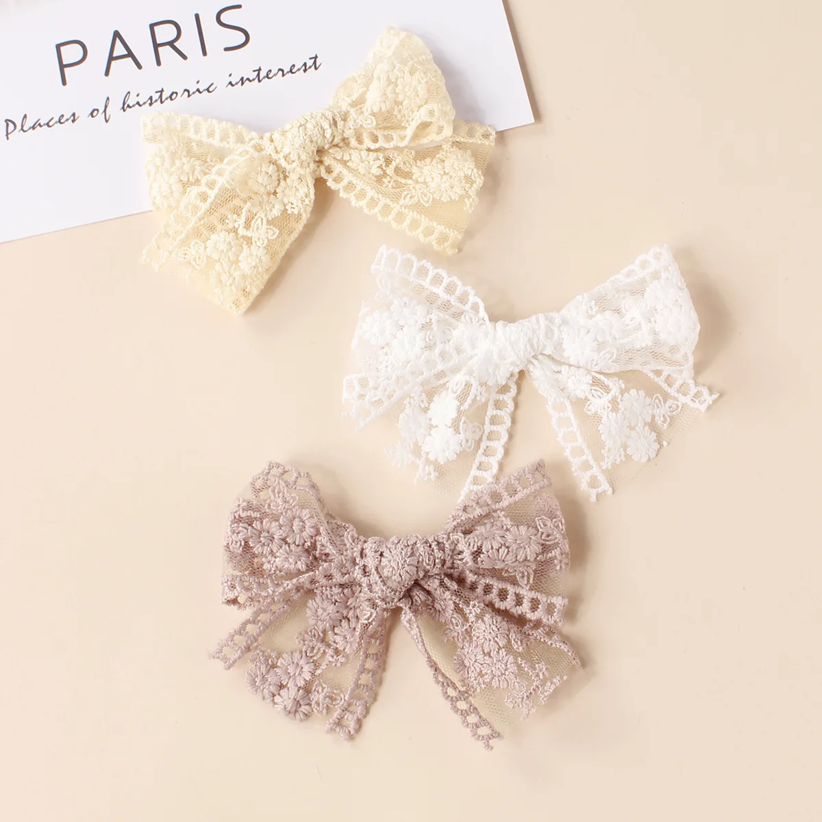 

3.5In Summer Lace Hair Clips Baby Girl Bows Hair Accessories Embroided Flower Barrette Kids Princess Hairpins Children Hairgrips