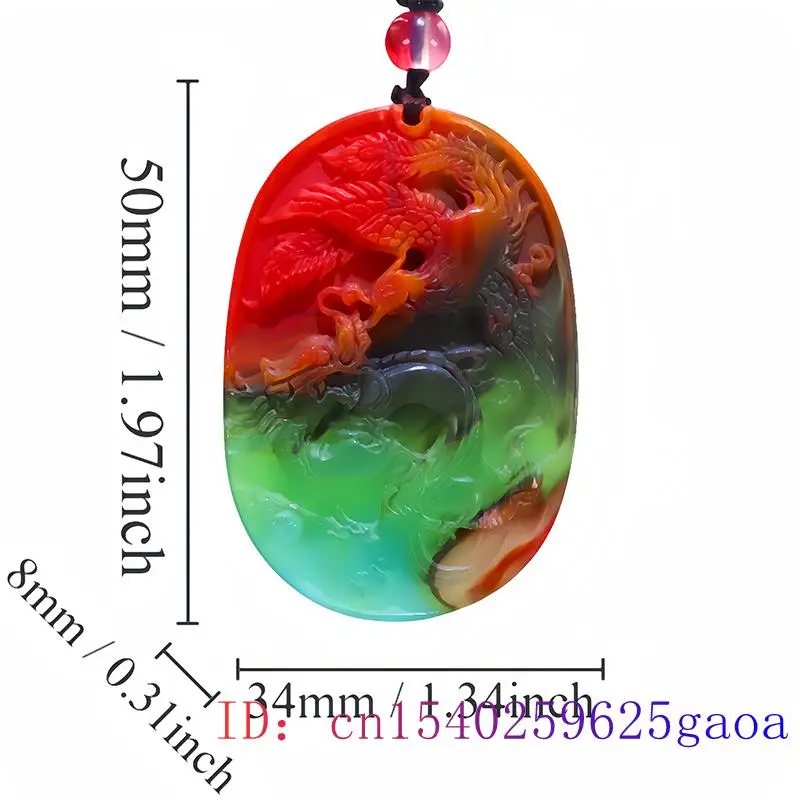 Colour Real Jade Dragon Phoenix Pendant Necklace Luxury Vintage Men Stone Carved Jewelry Fashion Amulet Natural Gift