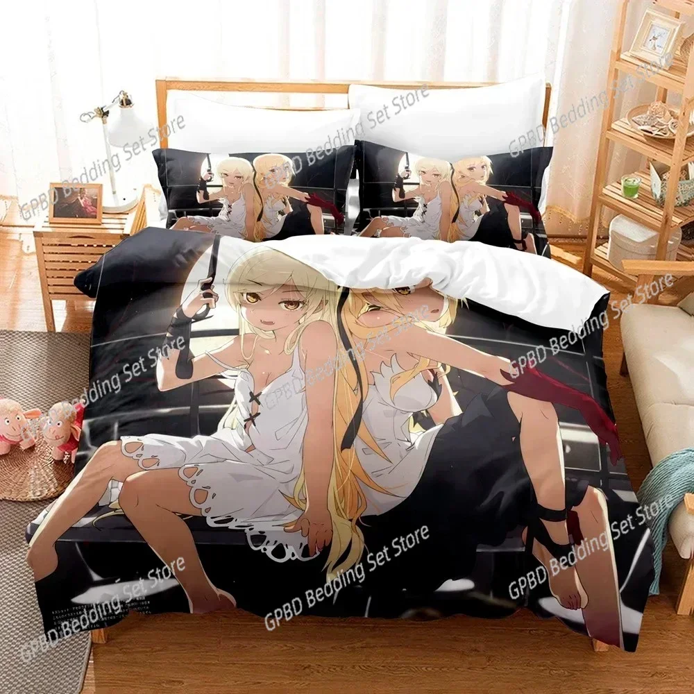 Monogatari Series Anime Araragi Koyomi Bedding Set Boys Girls Twin Queen Size Duvet Cover Pillowcase Bed Boys Adult Fashion
