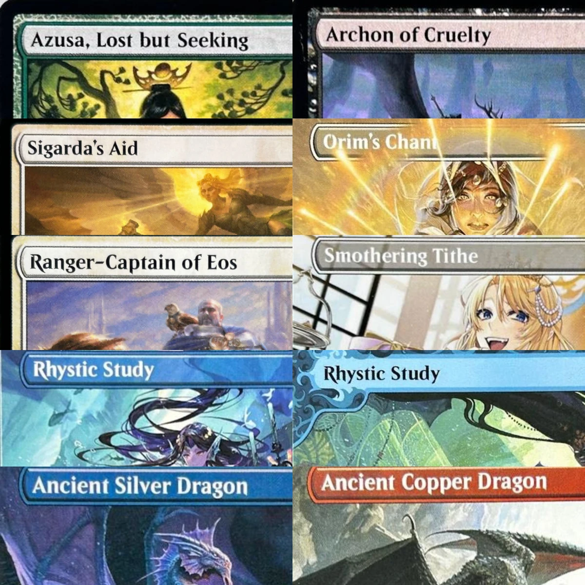 Image of LK55 Holo Archon of Cruelty Azusa, Lost but Seeking Orim's Chant Rhystic Study Hochwertige TCG Proxy-Karten (Black-Core)