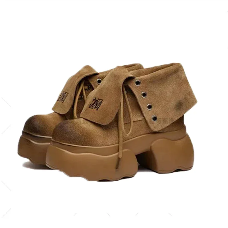 

Ankle Boots Women Shoes Platform Sneakers Designer High Heels Trend Suede Snow Boots Autumn Lace Up Sport Pumps Botas Mujer