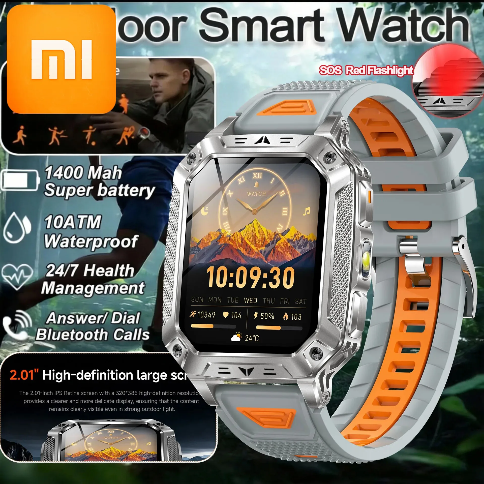 

XIAOMI 2026 1400mAh Large Capacity Battery Smart Watch Men Outdoor SOS Flashlight IP68 Sports Fitness Tracker Calling Smartwatch