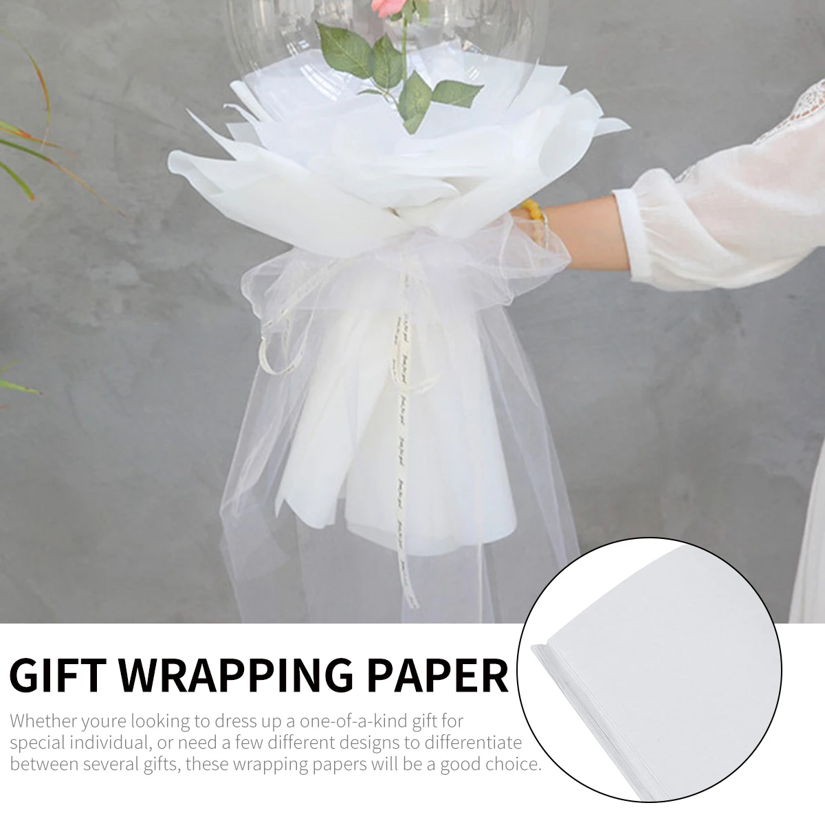 20 قطعة من ورق تغليف الزهور هدية باقة كرافت لوازم اللون الأبيض الصلب