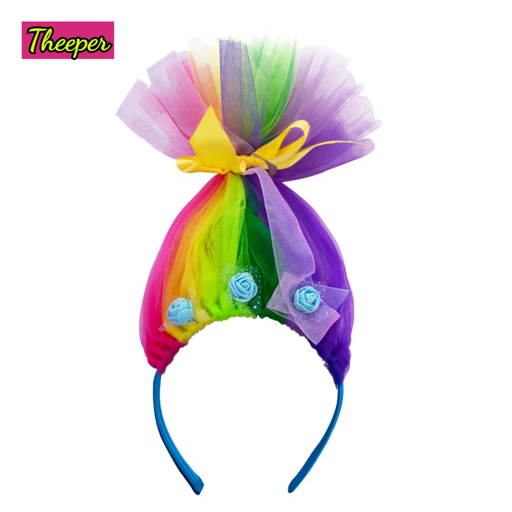 Theeper Pink Princess Tulle Wig Headband New Festival Style Trendy Hot Party Dress Up Photo Decor Elegant Fashion Hair Accessory - view 4