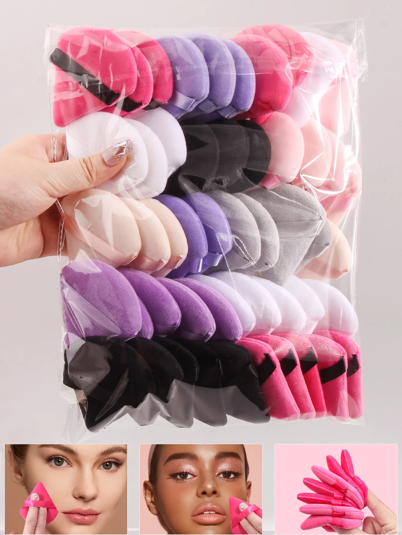 50 pezzi di miscelazione di colori a caso soffio di polvere triangolare per polvere sciolta liquido cosmetico morbido soffio di polvere di peluche soffio di fondotinta per trucco