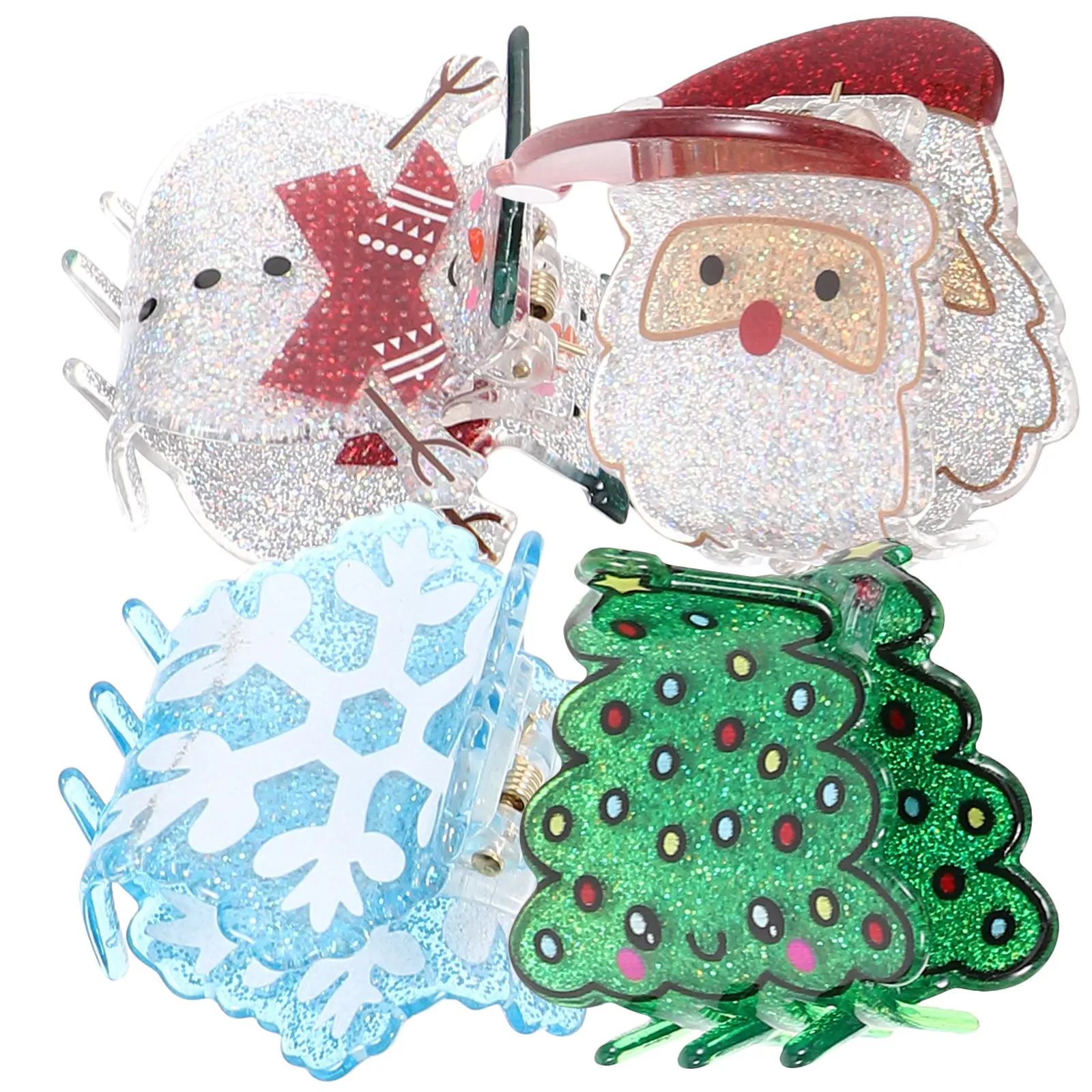 

4Pcs Christmas Hair Claw Clips Small Stylish Acrylic Clips for Thin Hair Women Ponytail Braids Accessories Christmas Accessories