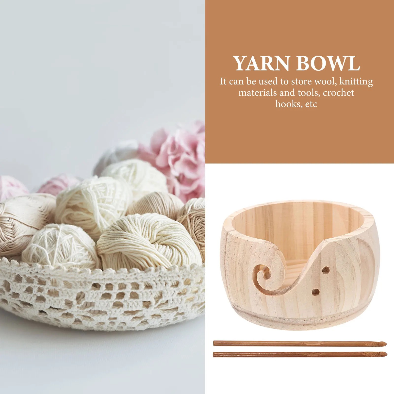 1 مجموعة وعاء الغزل الإبداعية إبرة كروشيه حامل السلس خشبية الحياكة المنظم الصوف وعاء التخزين لوازم الحرفية العملية