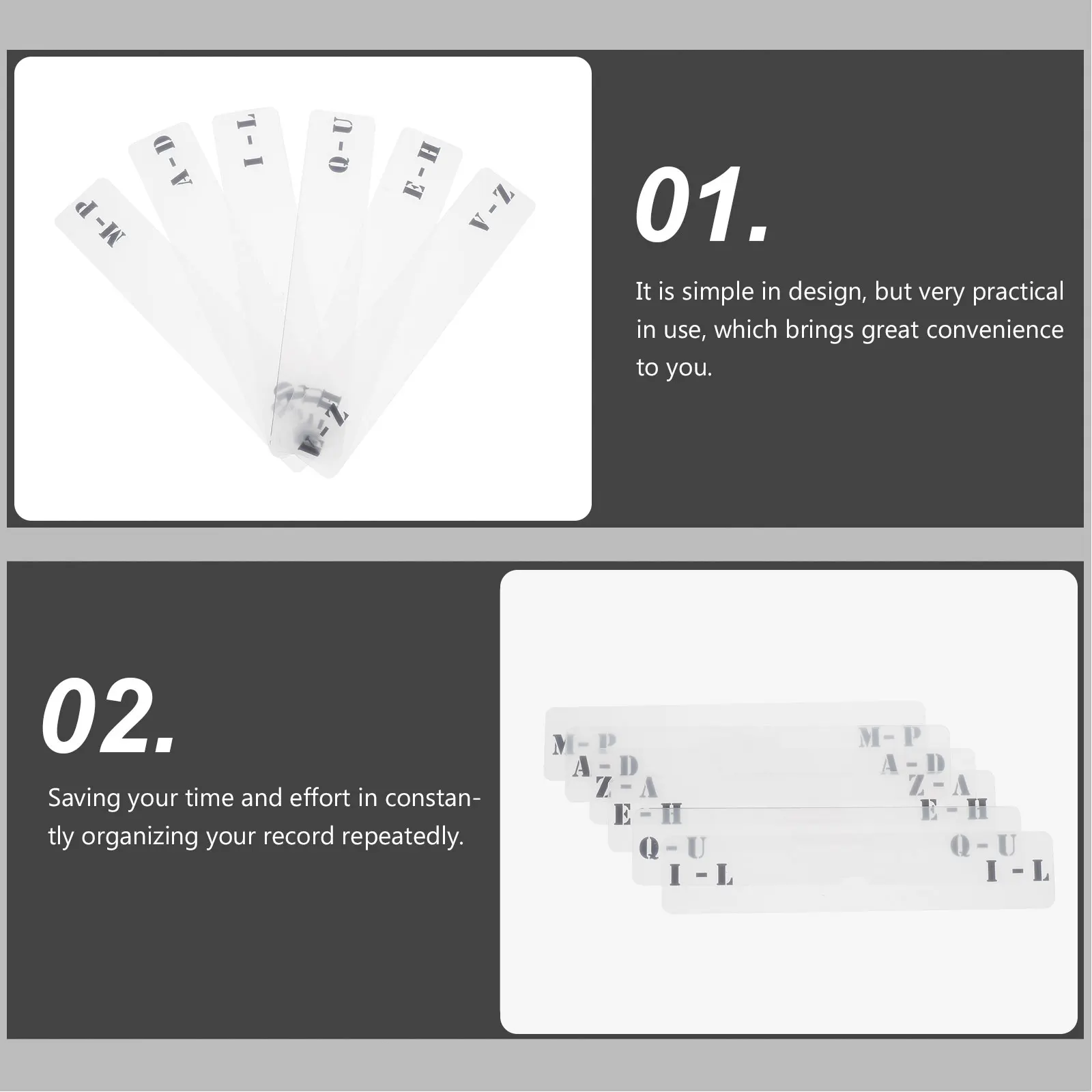 6pcs Classification Label Card Horizontal Index For Cd Storage Organizer A-Z Record Divider Shelf Sorting Utility