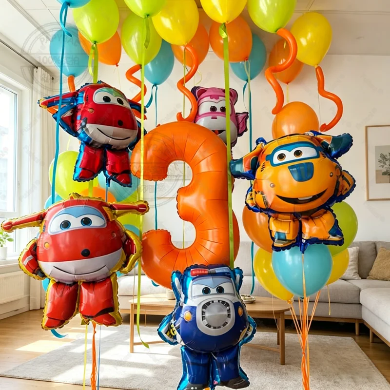 Lighting Mcqueen Birthday Decor - 46pcs New Super Wings Aluminum Foil
