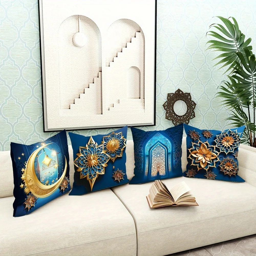 Ramadan decoration pillowcase Mandala Crescent moon printing living room sofa cushion cover home bedroom room decoration