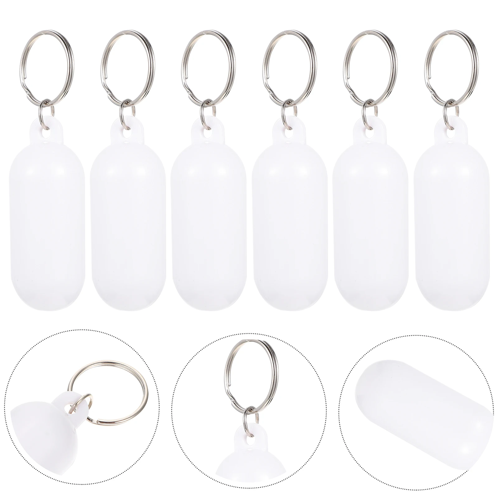 6pcs Floating Keychain Anti Sinking Waterproof Kayak Fishing Pendant Alloy ABS Keys Charm Outdoor Water