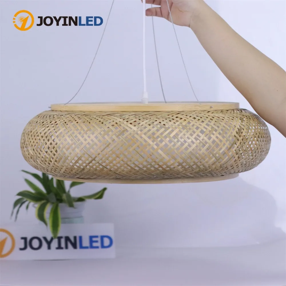 

JOYINLED Round Natural Handmade Pendant Light Retro Wicker Handmade Bamboo, Rattan Pendant Light, Bamboo Hanging Lampshade