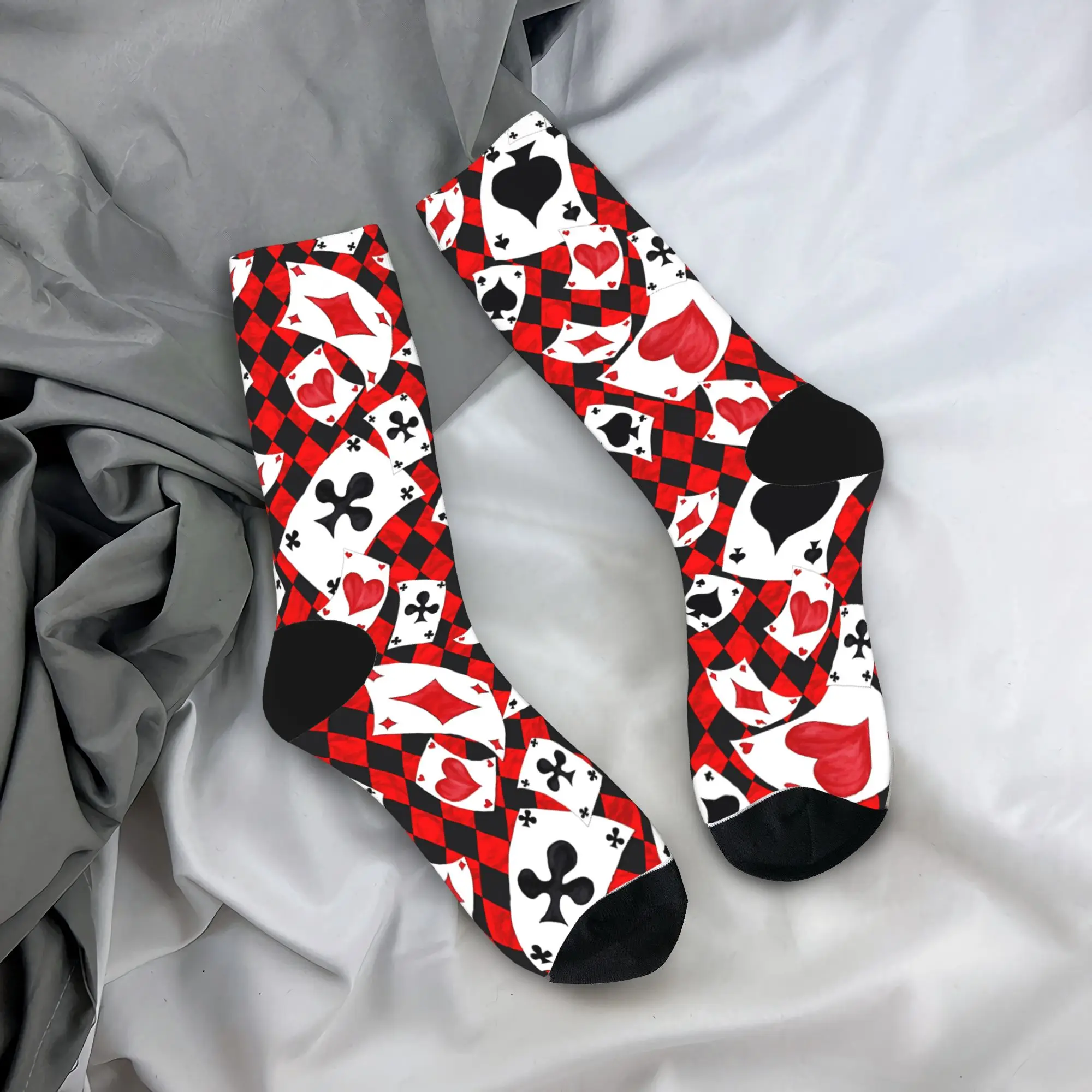 

Playing Card Print Stockings Funny Socks Couple Breathable Socks Autumn Skateboard Graphic Anti Skid Socks Birthday Gift